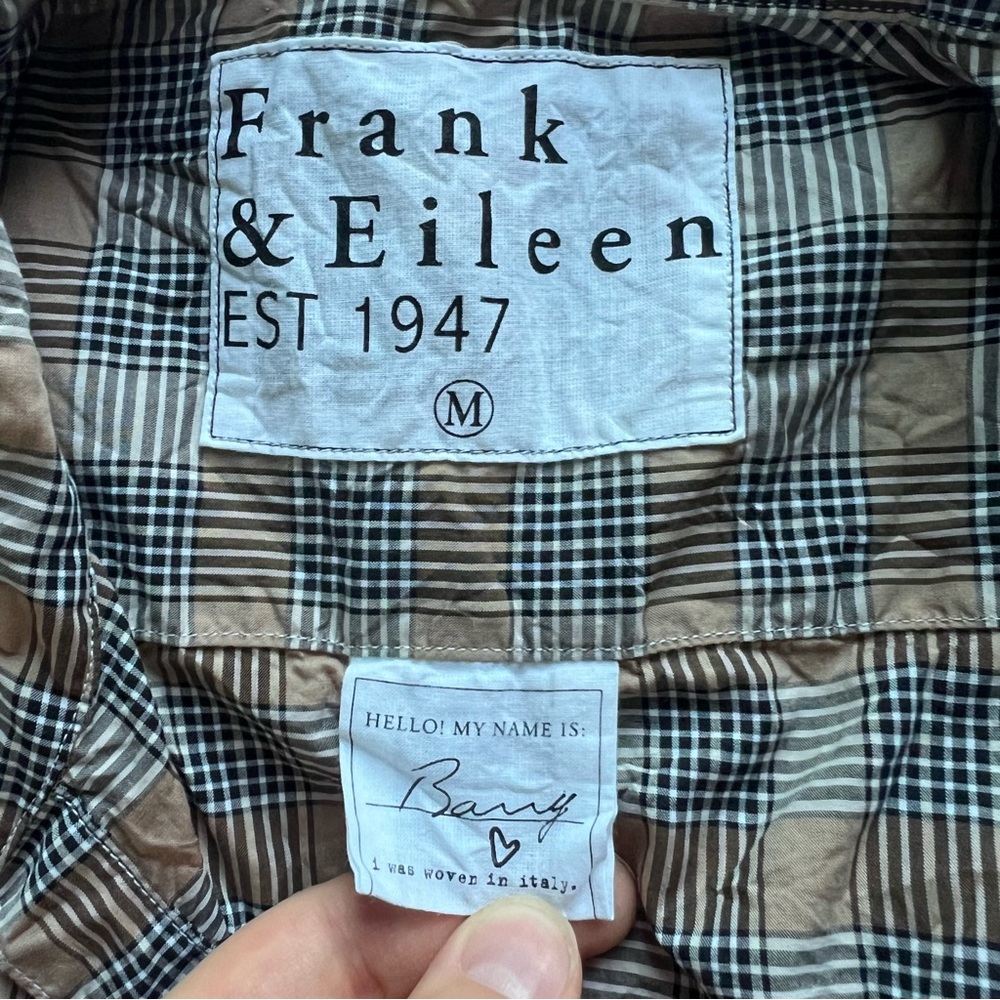 Frank & Eileen Brown Plaid Crinkle Button Down Shirt - Picture 6 of 7